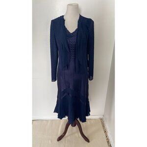 NWT Komarov Tiered Charmeuse & Chiffon Dress & Jacket